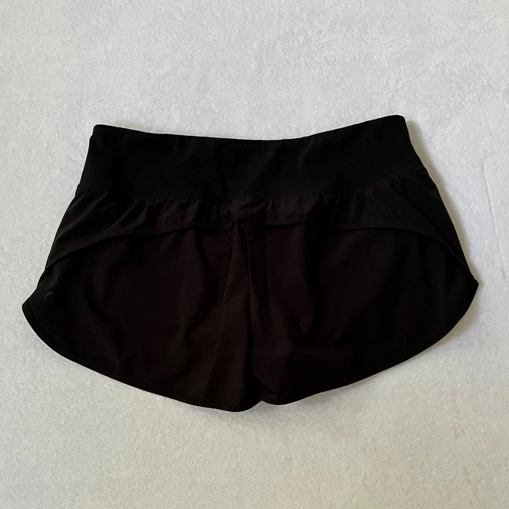 Zyia Active Running Shorts Black Wide Waistband Dolphin Hem XXL